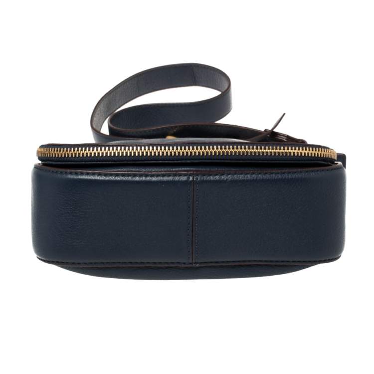 مملوكة مسبقًا Marc Jacobs Navy Blue Leather Small Recruit Saddle Shoulder Bag