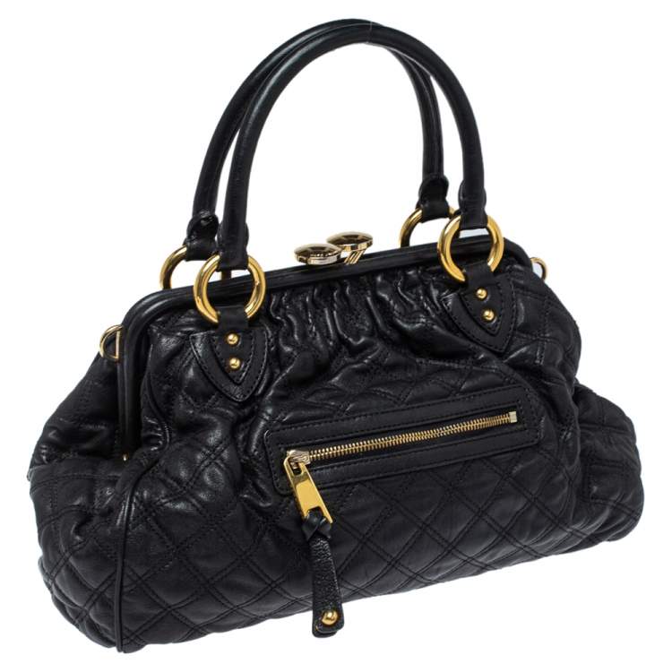 مملوكة مسبقًا Marc Jacobs Black Quilted Leather Stam Satchel