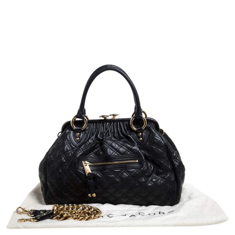 Pre Owned Marc Jacobs Black Quilted Leather Stam Satchel