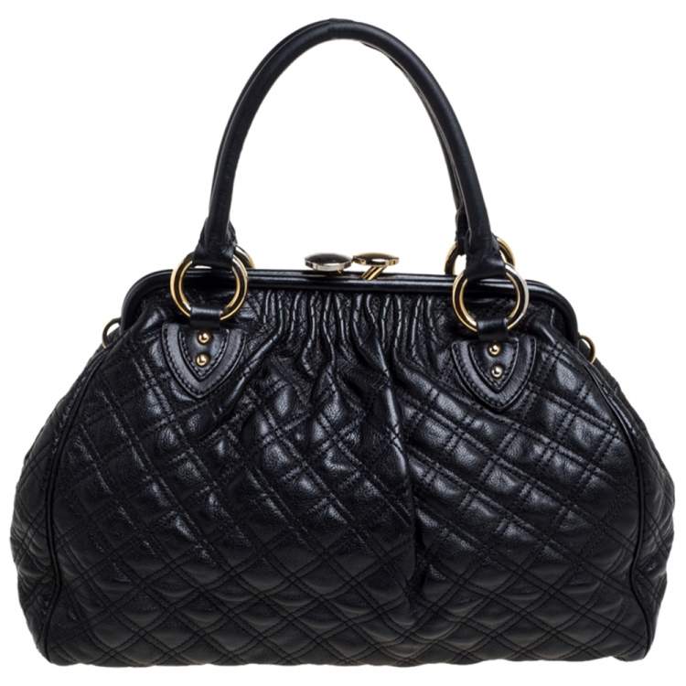 Pre Owned Marc Jacobs Black Quilted Leather Stam Satchel