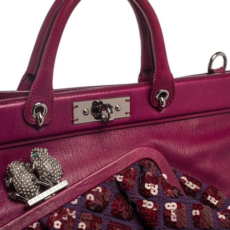 Pre Owned Marc Jacobs Purple Leather Robert Duffy Bag on Bag Tote
