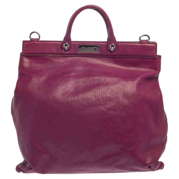 Pre Owned Marc Jacobs Purple Leather Robert Duffy Bag on Bag Tote