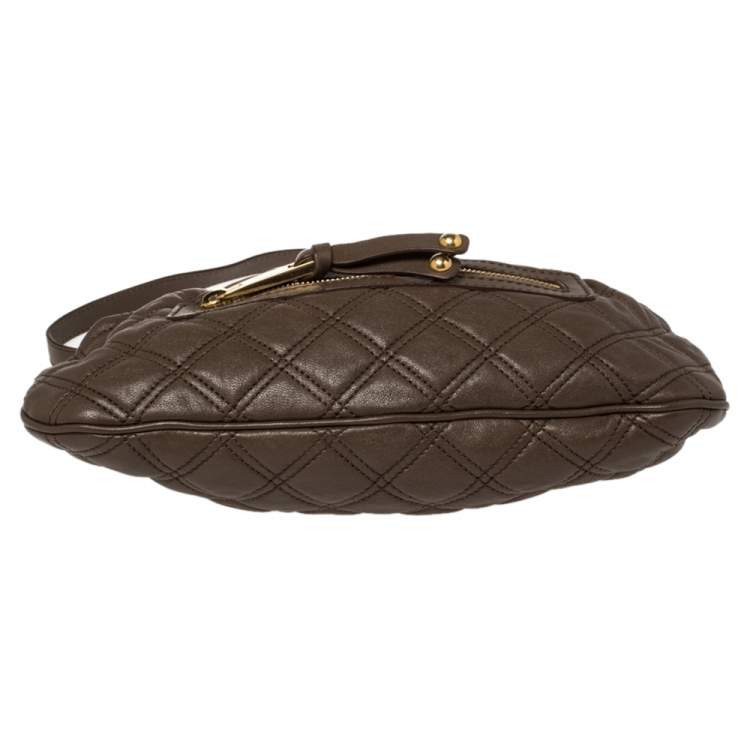 Pre Owned Marc Jacobs Dark Beige Quilted Leather Little Stam Shoulder Bag