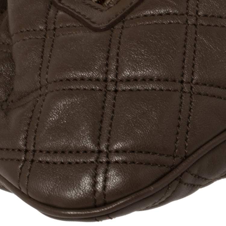 Pre Owned Marc Jacobs Dark Beige Quilted Leather Little Stam Shoulder Bag