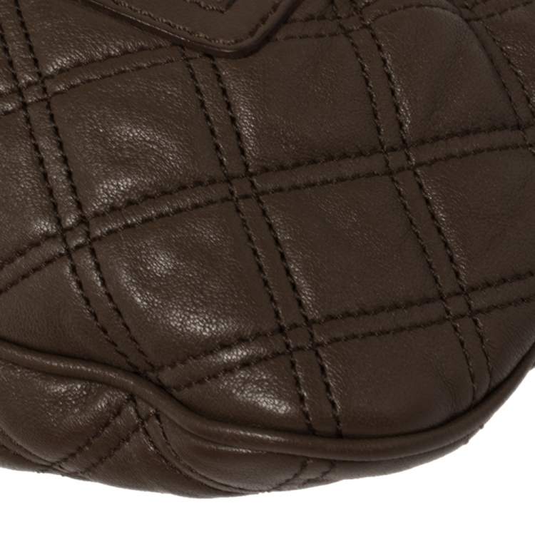 Pre Owned Marc Jacobs Dark Beige Quilted Leather Little Stam Shoulder Bag