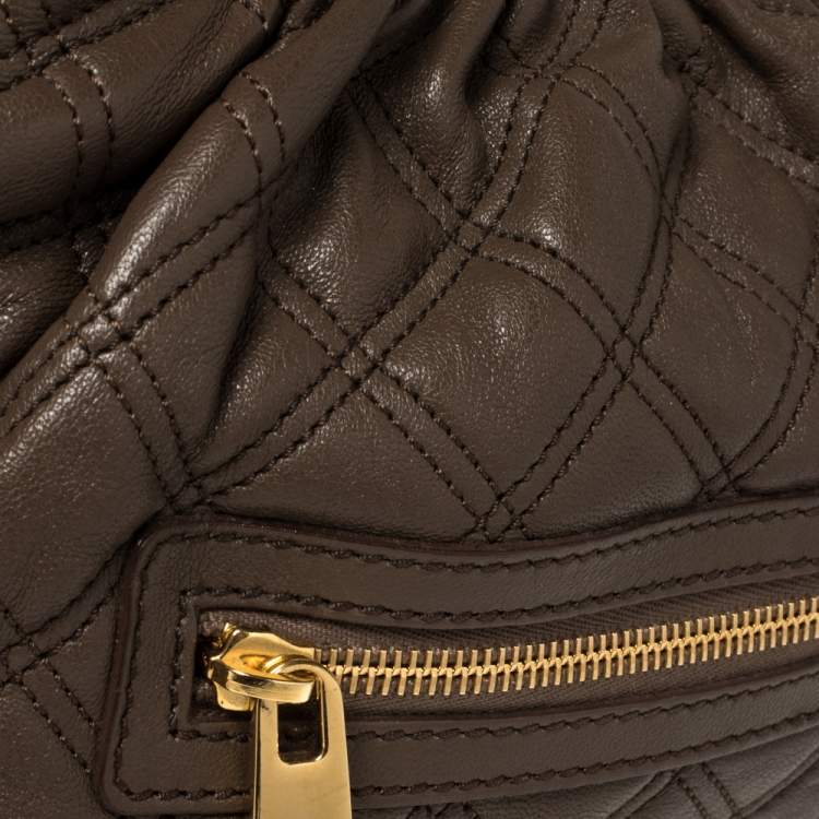 Pre Owned Marc Jacobs Dark Beige Quilted Leather Little Stam Shoulder Bag