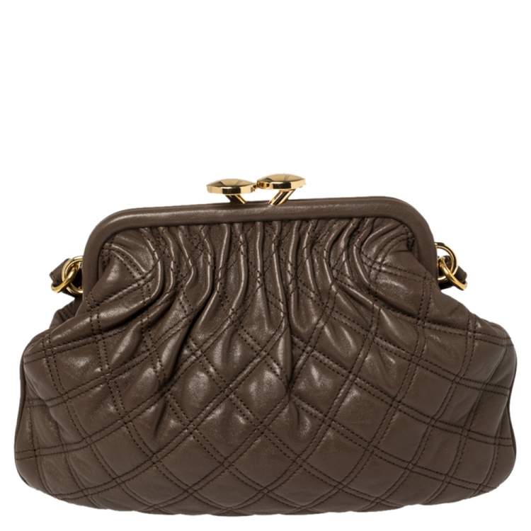 Pre Owned Marc Jacobs Dark Beige Quilted Leather Little Stam Shoulder Bag