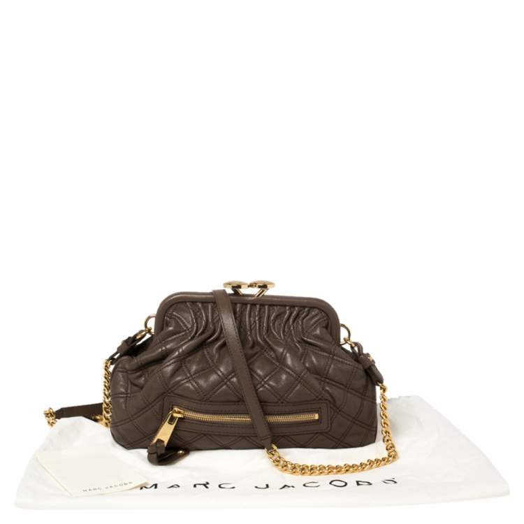 Pre Owned Marc Jacobs Dark Beige Quilted Leather Little Stam Shoulder Bag