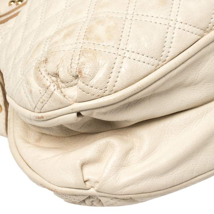 Pre Owned Marc Jacobs Cream Quilted Leather Cecilia Satchel