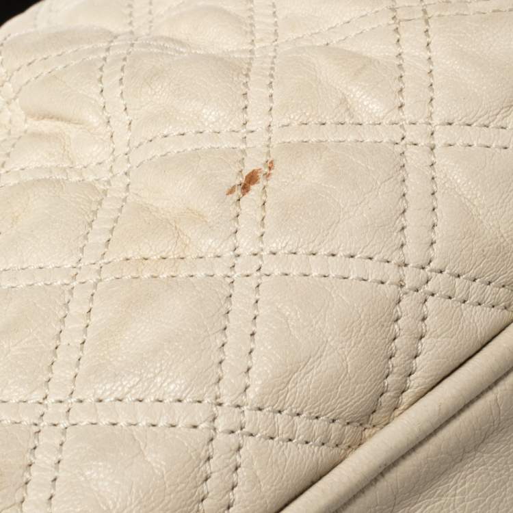 Pre Owned Marc Jacobs Cream Quilted Leather Cecilia Satchel