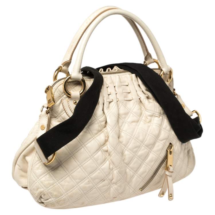 Pre Owned Marc Jacobs Cream Quilted Leather Cecilia Satchel