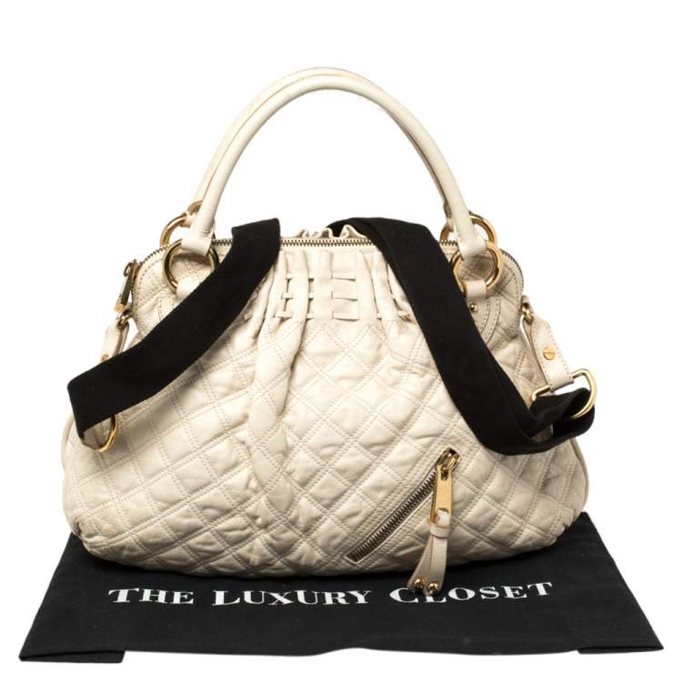 Pre Owned Marc Jacobs Cream Quilted Leather Cecilia Satchel