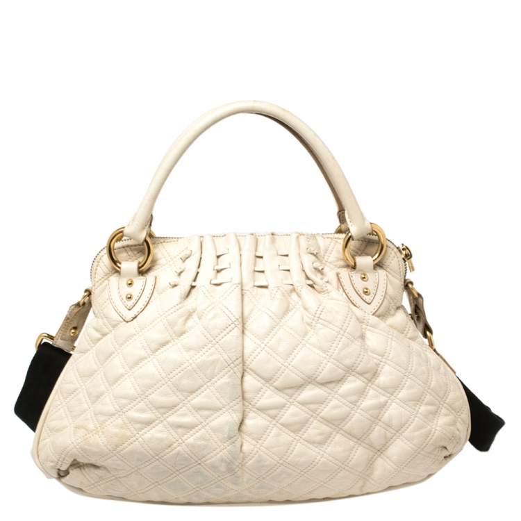 Pre Owned Marc Jacobs Cream Quilted Leather Cecilia Satchel