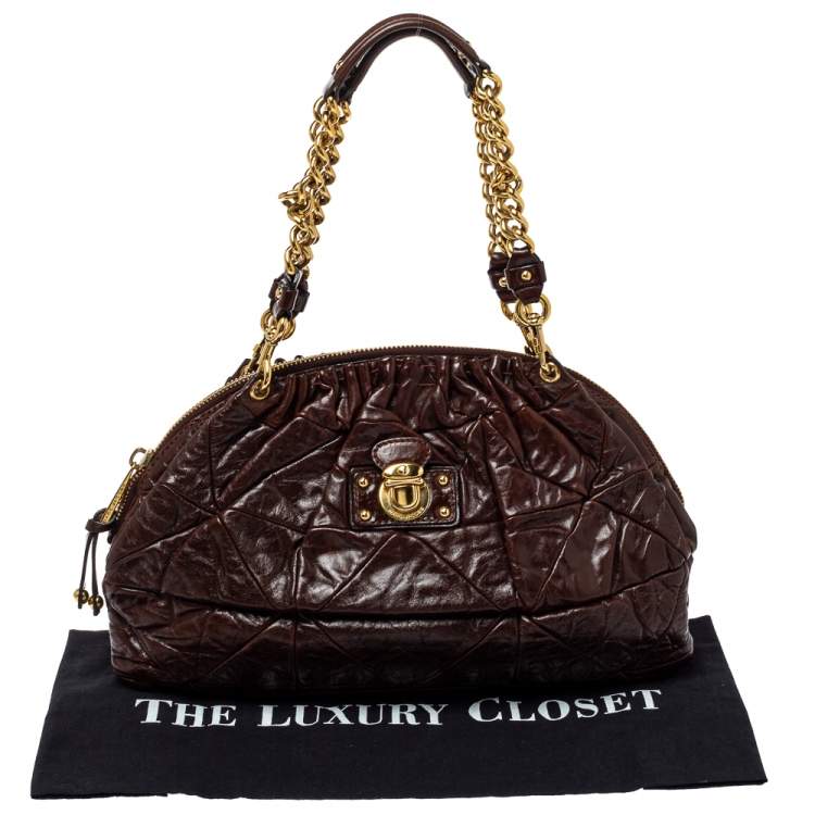 Pre Owned Marc Jacobs Dark Brown Quilted Leather Capra Satchel