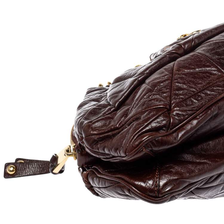 Pre Owned Marc Jacobs Dark Brown Quilted Leather Capra Satchel
