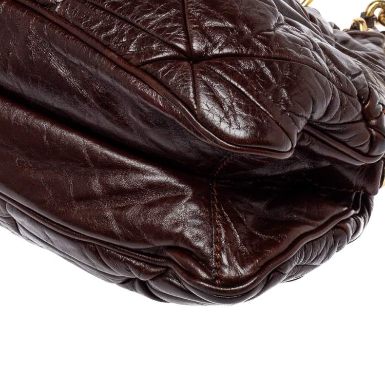 Pre Owned Marc Jacobs Dark Brown Quilted Leather Capra Satchel