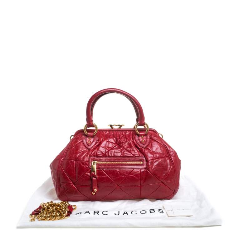 Pre Owned Marc Jacobs Red Quilted Leather Stam Satchel