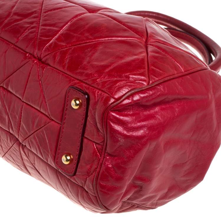 Pre Owned Marc Jacobs Red Quilted Leather Stam Satchel