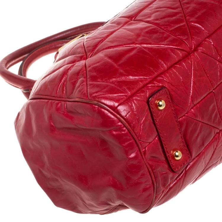 Pre Owned Marc Jacobs Red Quilted Leather Stam Satchel