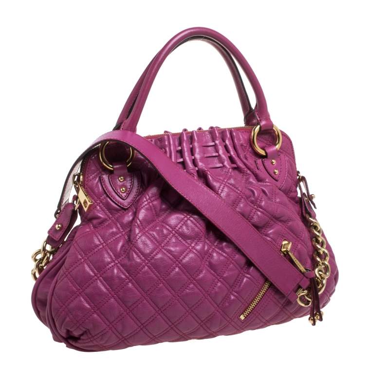 Pre Owned Marc Jacobs Magenta Quilted Leather Cecilia Satchel