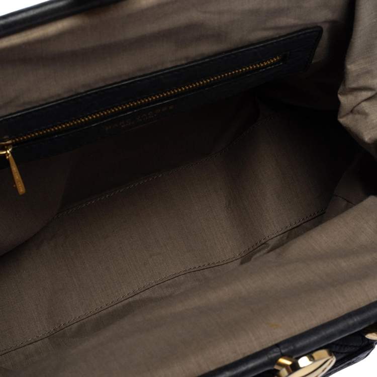 Pre Owned Marc Jacobs Dark Grey Quilted Leather Stam Satchel