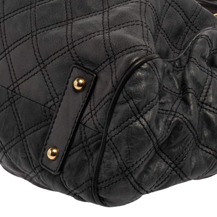 Pre Owned Marc Jacobs Dark Grey Quilted Leather Stam Satchel