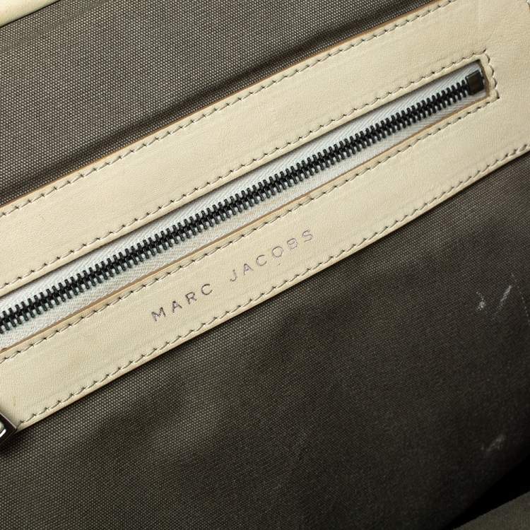 Pre Owned Marc Jacobs Beige Quilted Snakeskin Effect Leather Stam Satchel