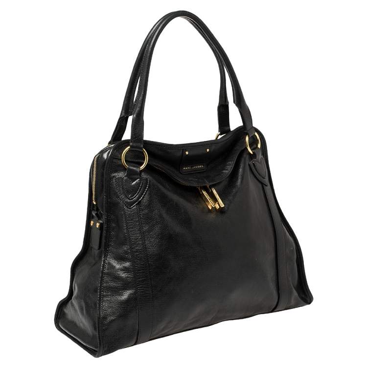 Pre Owned Marc Jacobs Black Leather Wellington Fulton Satchel 