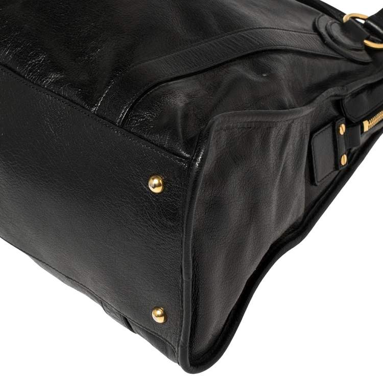 Pre Owned Marc Jacobs Black Leather Wellington Fulton Satchel 