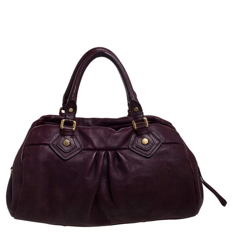 Pre Owned Marc by Marc Jacobs Burgundy Leather Classic Q Groove Satchel 