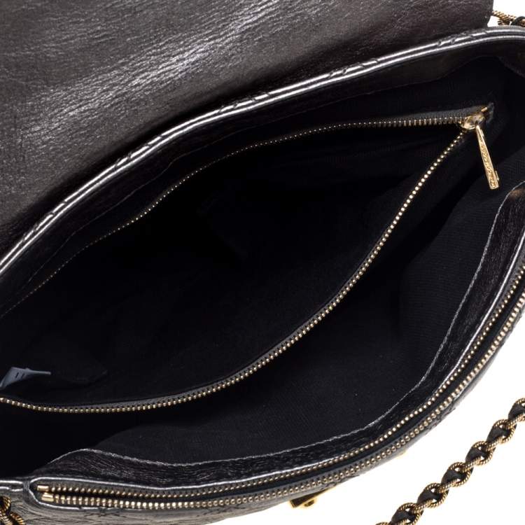 Pre Owned Marc Jacobs Metallic Silver Quilted Leather Large Baroque Single Shoulder Bag