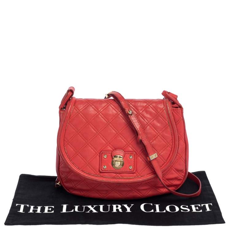 Pre Owned Marc Jacobs Red Quilted Leather Flap Crossbody Bag
