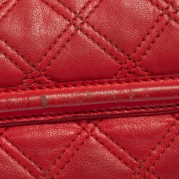 Pre Owned Marc Jacobs Red Quilted Leather Flap Crossbody Bag