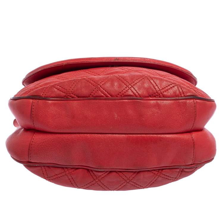 Pre Owned Marc Jacobs Red Quilted Leather Flap Crossbody Bag