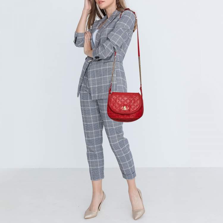 Pre Owned Marc Jacobs Red Quilted Leather Flap Crossbody Bag