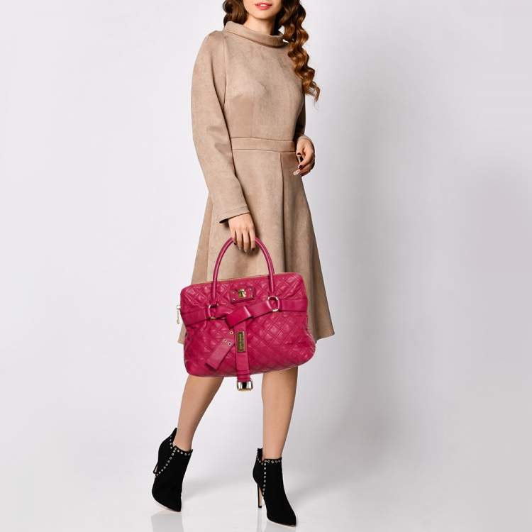 Pre Owned Marc Jacobs Pink Quilted Leather  Bruna Bow Satchel