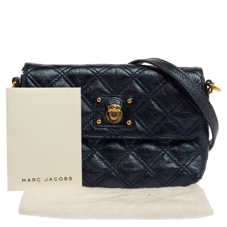 Pre Owned Marc Jacobs Metallic Blue Quilted Leather Flap Shoulder Bag