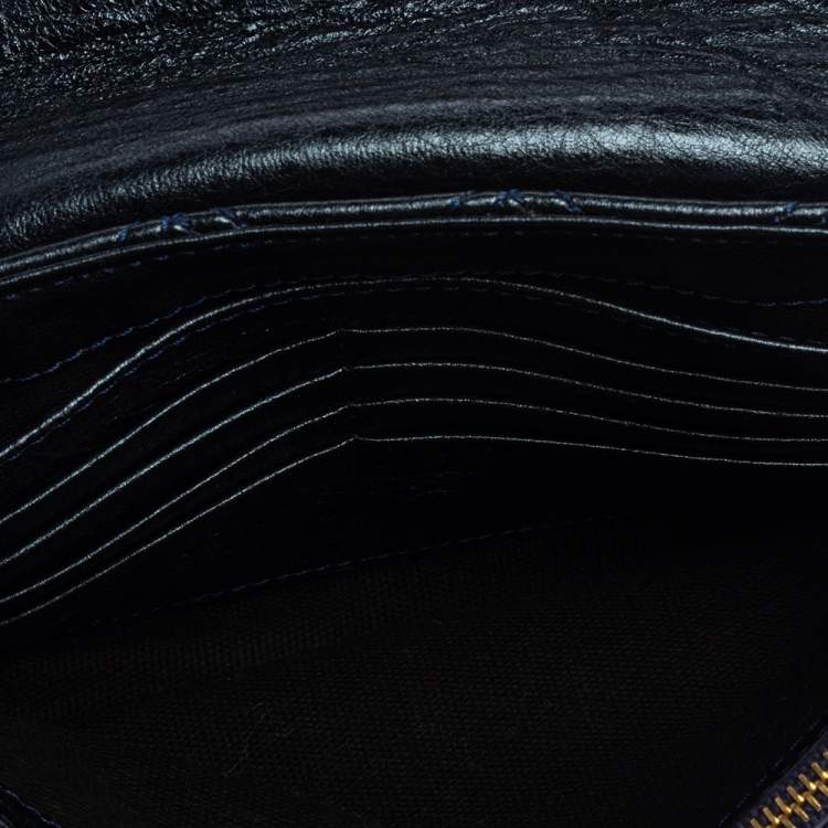 Pre Owned Marc Jacobs Metallic Blue Quilted Leather Flap Shoulder Bag