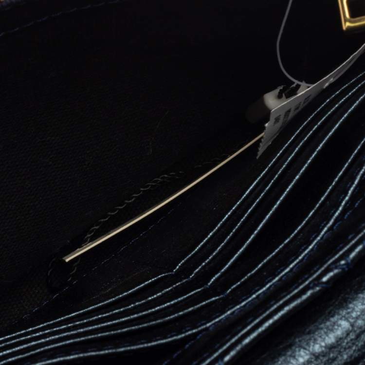 Pre Owned Marc Jacobs Metallic Blue Quilted Leather Flap Shoulder Bag