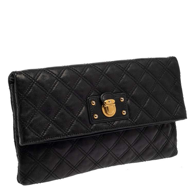 Pre Owned Marc Jacobs Black Quilted Leather Eugenie Clutch
