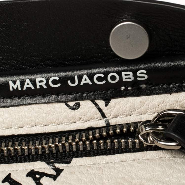 Pre Owned Marc Jacobs White/Black Leather New York Magazine Tag Tote