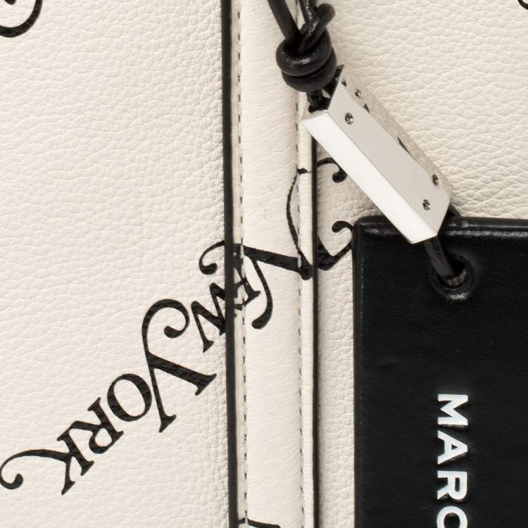Pre Owned Marc Jacobs White/Black Leather New York Magazine Tag Tote