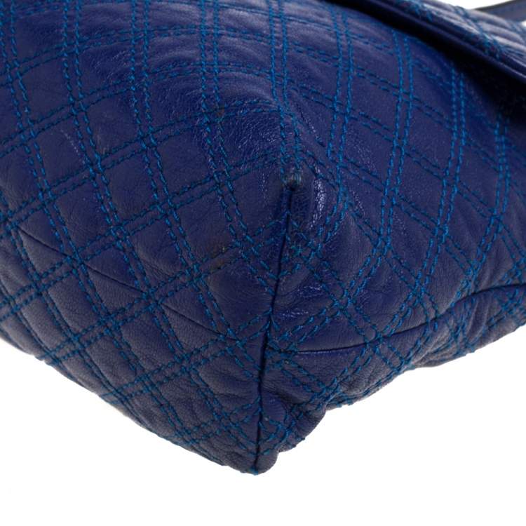 مملوكة مسبقًا Marc Jacobs Blue Quilted Leather Large Single Flap Shoulder Bag