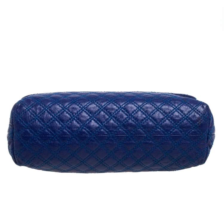 مملوكة مسبقًا Marc Jacobs Blue Quilted Leather Large Single Flap Shoulder Bag