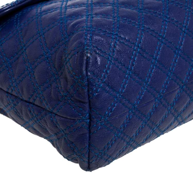 مملوكة مسبقًا Marc Jacobs Blue Quilted Leather Large Single Flap Shoulder Bag