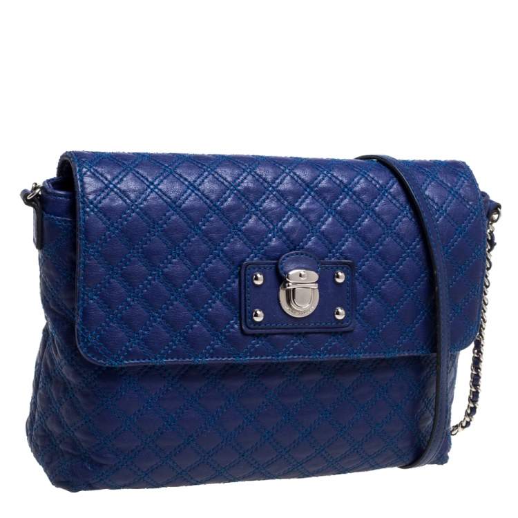 مملوكة مسبقًا Marc Jacobs Blue Quilted Leather Large Single Flap Shoulder Bag