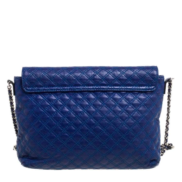 مملوكة مسبقًا Marc Jacobs Blue Quilted Leather Large Single Flap Shoulder Bag