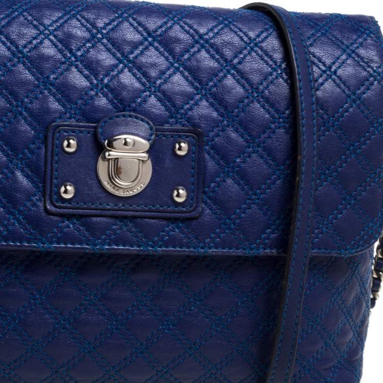مملوكة مسبقًا Marc Jacobs Blue Quilted Leather Large Single Flap Shoulder Bag