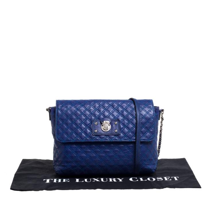 مملوكة مسبقًا Marc Jacobs Blue Quilted Leather Large Single Flap Shoulder Bag