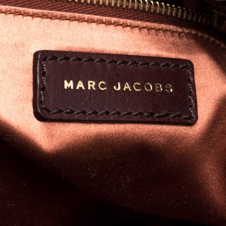 Pre Owned Marc Jacobs Brown/Rose Gold Leather Memphis Drawstring Tote